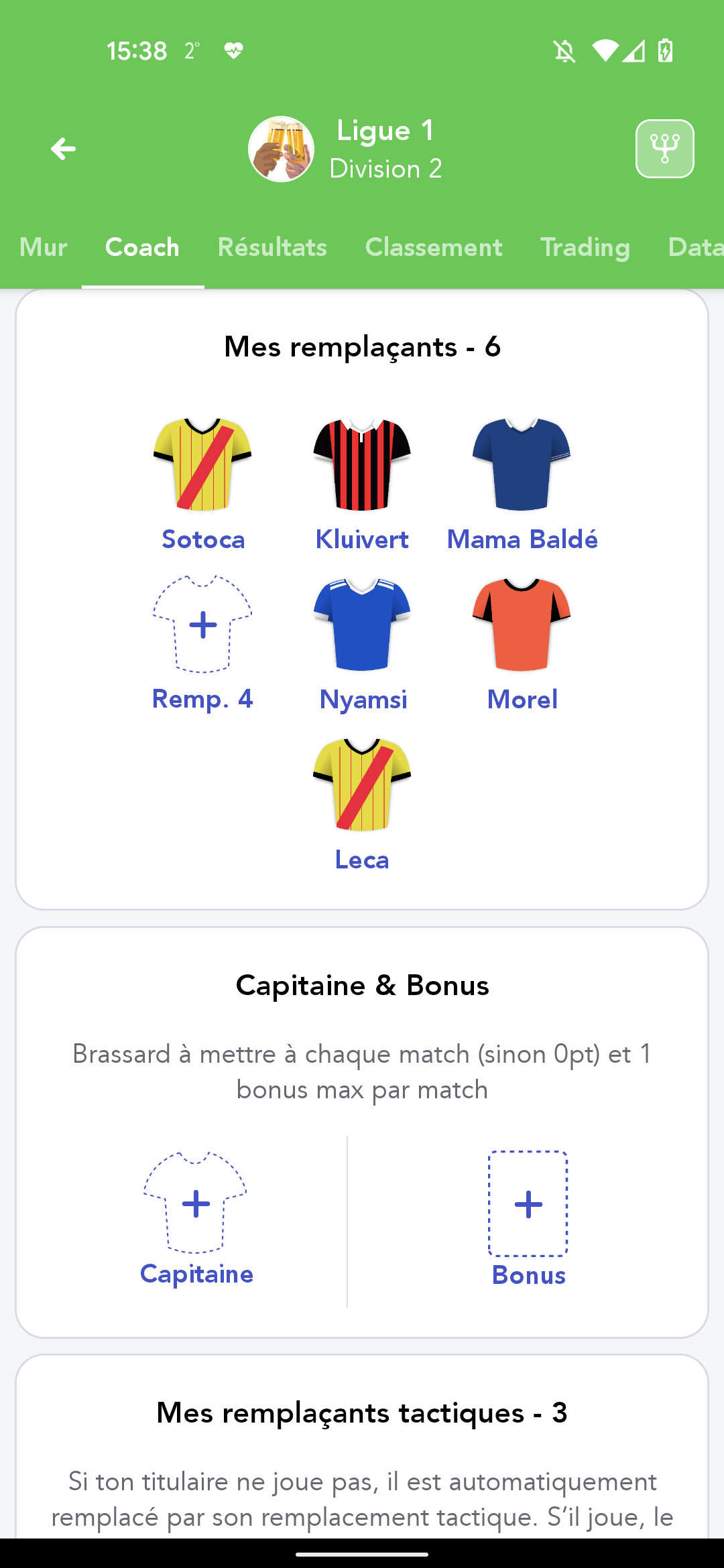 Bonus capitaine à gauche des bonus